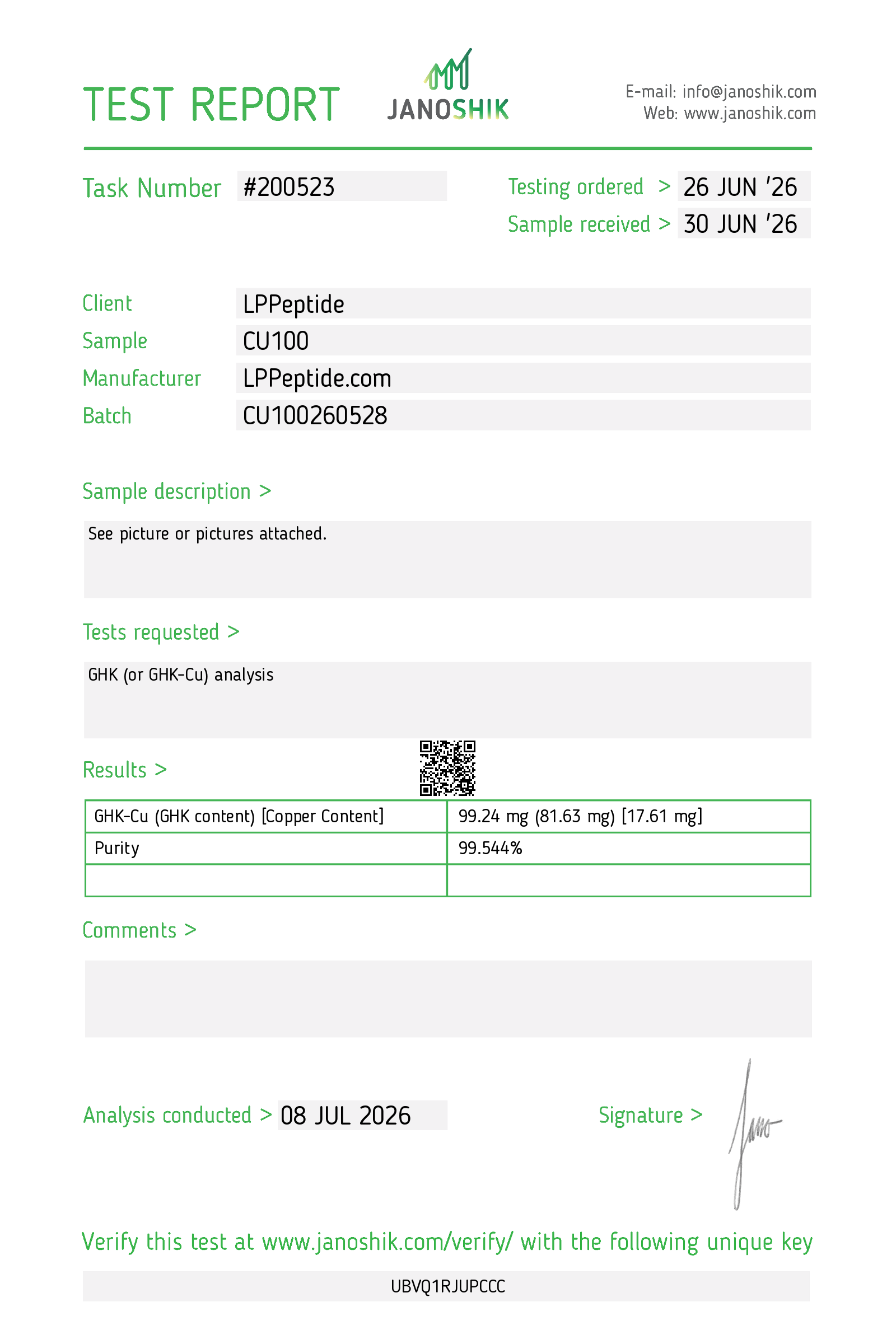 Quality test report 200523-CU100_UBVQ1RJUPCCC